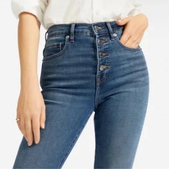 Everlane Denim - Everlane The Vintage Skinny Jean Womens Blue Denim Ankle High Rise Button Fly